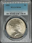 1924 $1 Peace Silver Dollar PCGS MS64 (510)