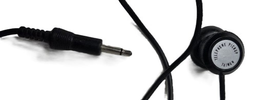 Telephone Conversation recorder wire w Suction Cup Blk color 3.5mm micro jack