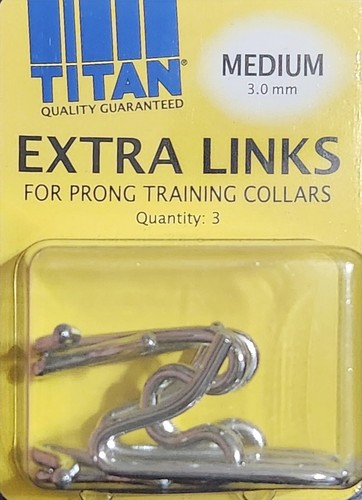 Eslabones adicionales de titanio para collares de entrenamiento de clavija medianos (3,0) 3 piezas nuevos