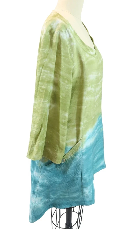 Top túnica citron santa monica Lagenlook arte para usar ombre talla M nuevo con etiquetas verde azulado Foto 3 de 4