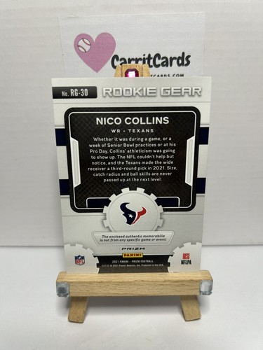 NICO COLLINS 2021 Panini Prizm Rookie Gear RC Houston Texans #RG-30 Patch - Bild 5 von 7