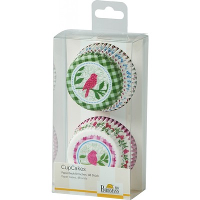 Vögel Vogerl 48 Stück Muffins-Papierbackförmchen /"VOGEL/" maxi