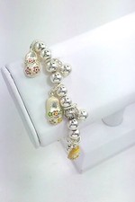BABY SHOE CHARM BRACELET Style 1 Stretch, Silver Plated, Fashion