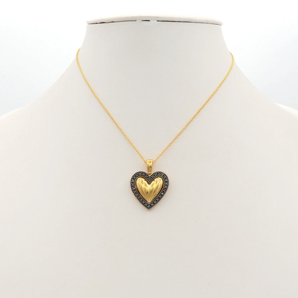 Lote de 7 Colgantes Corazón Marcasita Chapados en Oro Judith Jack De Colección 87 Gramos Foto 4 de 4