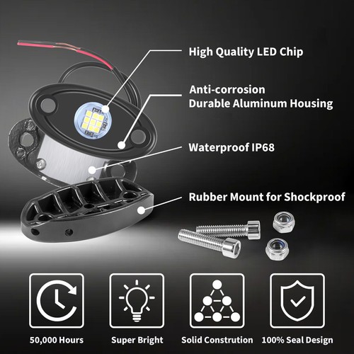 White 24Pods LED Rock Lights For Jeep Offroad Boat Truck UTV ATV Underbody TOS - Picture 7 of 10