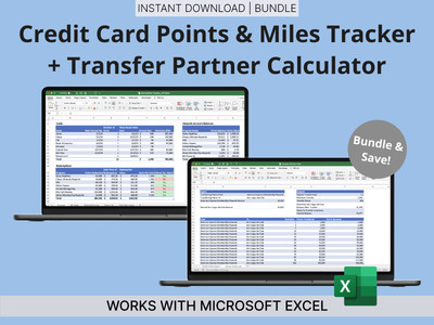 Credit Card Points & Miles Tracker + Transfer Partner Calculator -Travel Hacking