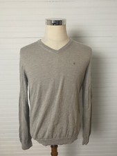 CALVIN KLEIN Men's V-Neck Long Sleeve Sweater Beige Size L