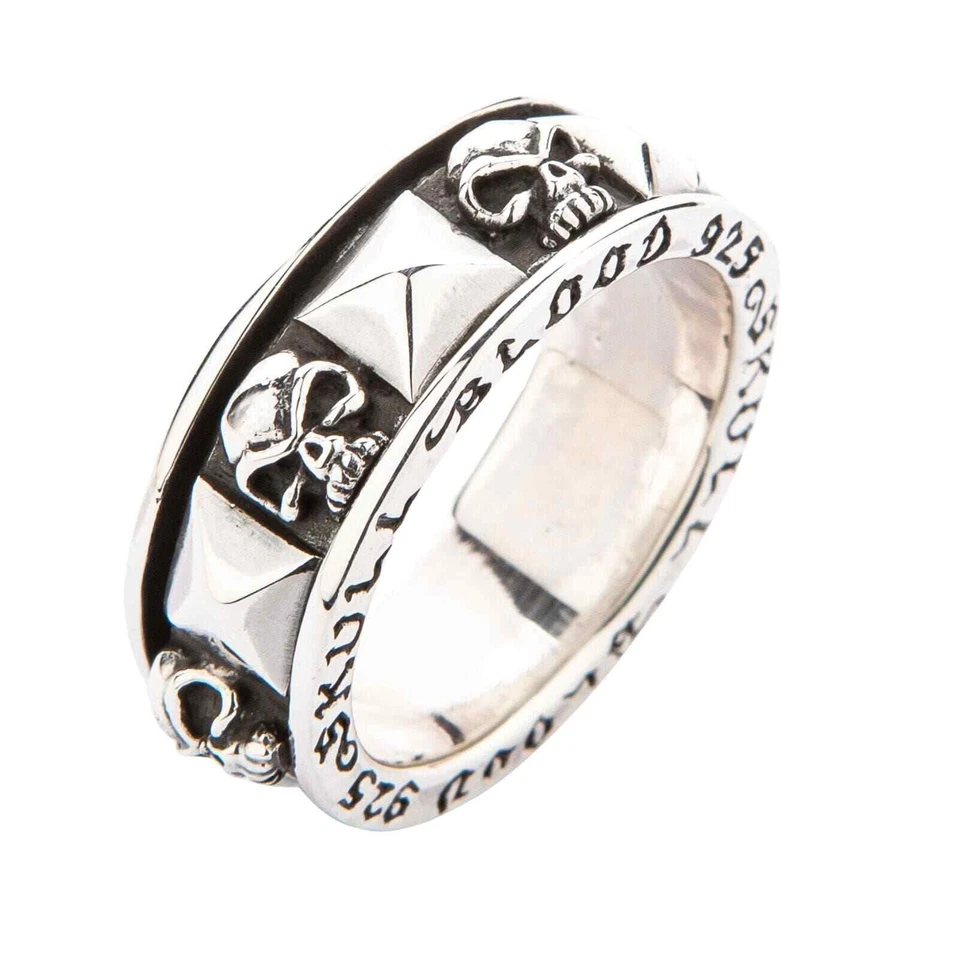 SKULL BLOOD SOLID 925 STERLING SILVER MENS SPINNER SPINNING RING BIKER GOTHIC - Image 2 of 4