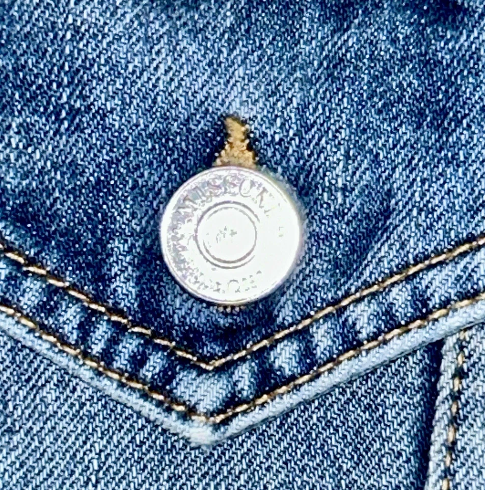 $1390 Para Hombres MISSONI Chevron Tejido Cuello Denim Chaqueta Azul Lavado Talla 48 Nueva Con Etiquetas Foto 4 de 4