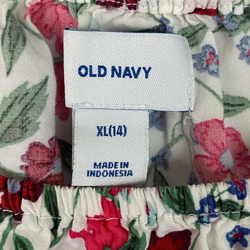 Old Navy Top Girls XL (14) White Floral 3/4 Sleeve Pullover Peasant Blouse - Picture 5 of 15