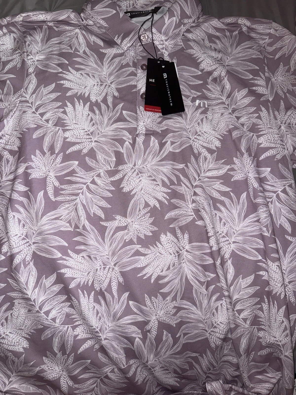 Travis Mathew Polo Bnwt Large Purple And White
