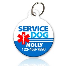 Service Dog - Pet ID Tag - Custom Personalized Service Dog ID Tag Various Shapes