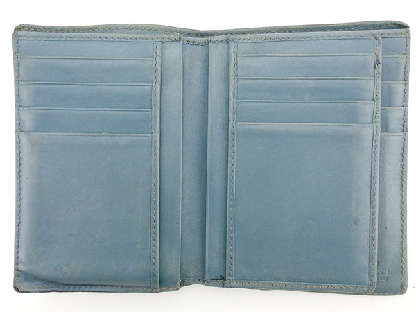 Gucci Wallet Purse Bifold Guccissima Blue Woman Authentic