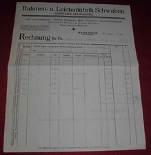 rechnung alt antik gebr. ellwanger stuttgart waibl. rahmen fabrik 1925 papier 