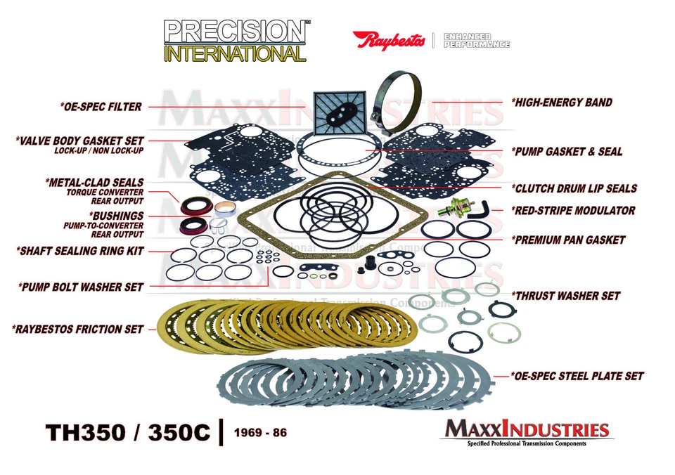TH350 350C Transmission Rebuild - Master Kit with Steels Band Filter Modulator - Image 3 of 4