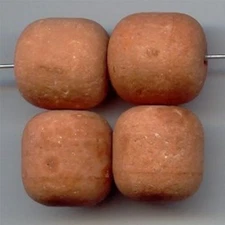 12 VINTAGE GENUINE BURNT ORANGE CLAY 18mm. BARREL BEADS 6510