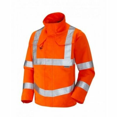 Hi Vis Jacke Leo Workwear Yeoford DJ01 Polycotton orange Fahrer Klasse 3 GO/RT