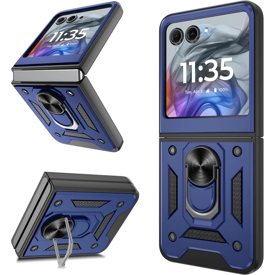 Funda protectora con soporte magnético para Motorola Moto Razr 2024 2025 Foto 3 de 4