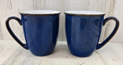 Denby Imperial Blue Beaker 2 Coffee Mugs Stoneware England
