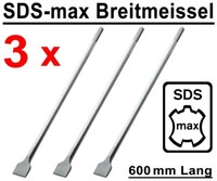 3 StüCk Sds-Max BreitmeißEl 600 Mm Lang StemmmeißEl FüR Bohrhammer Stemmhammer