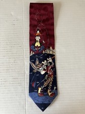 Looney Tunes Men's Necktie Tie Silk Satin Bugs Bunny Daffy Duck Golf 1992 57"