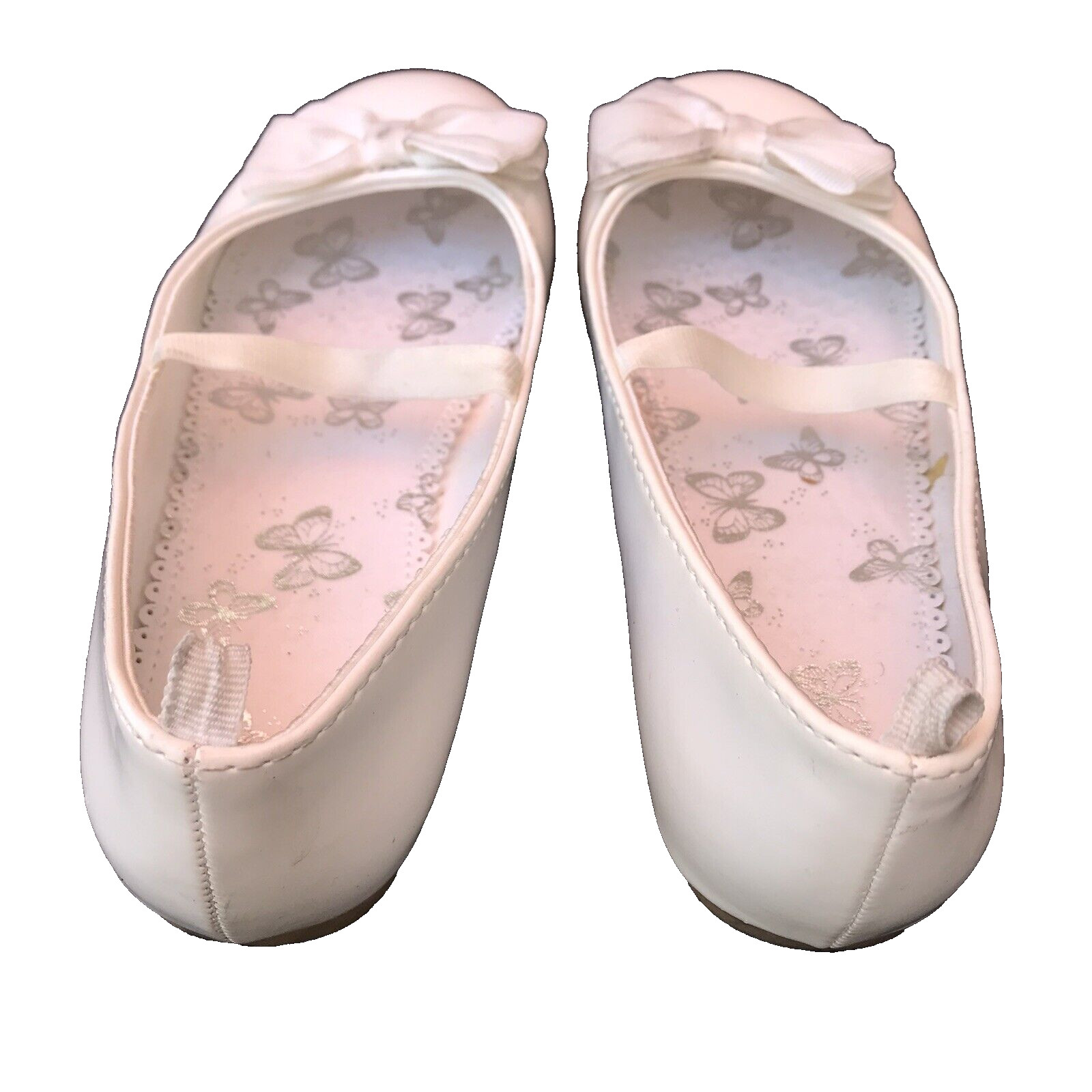 H&M Ballet Flats Bows Tie Ballerina Slip On Sandals Shoes Girls Size 1 White thumbnail 4