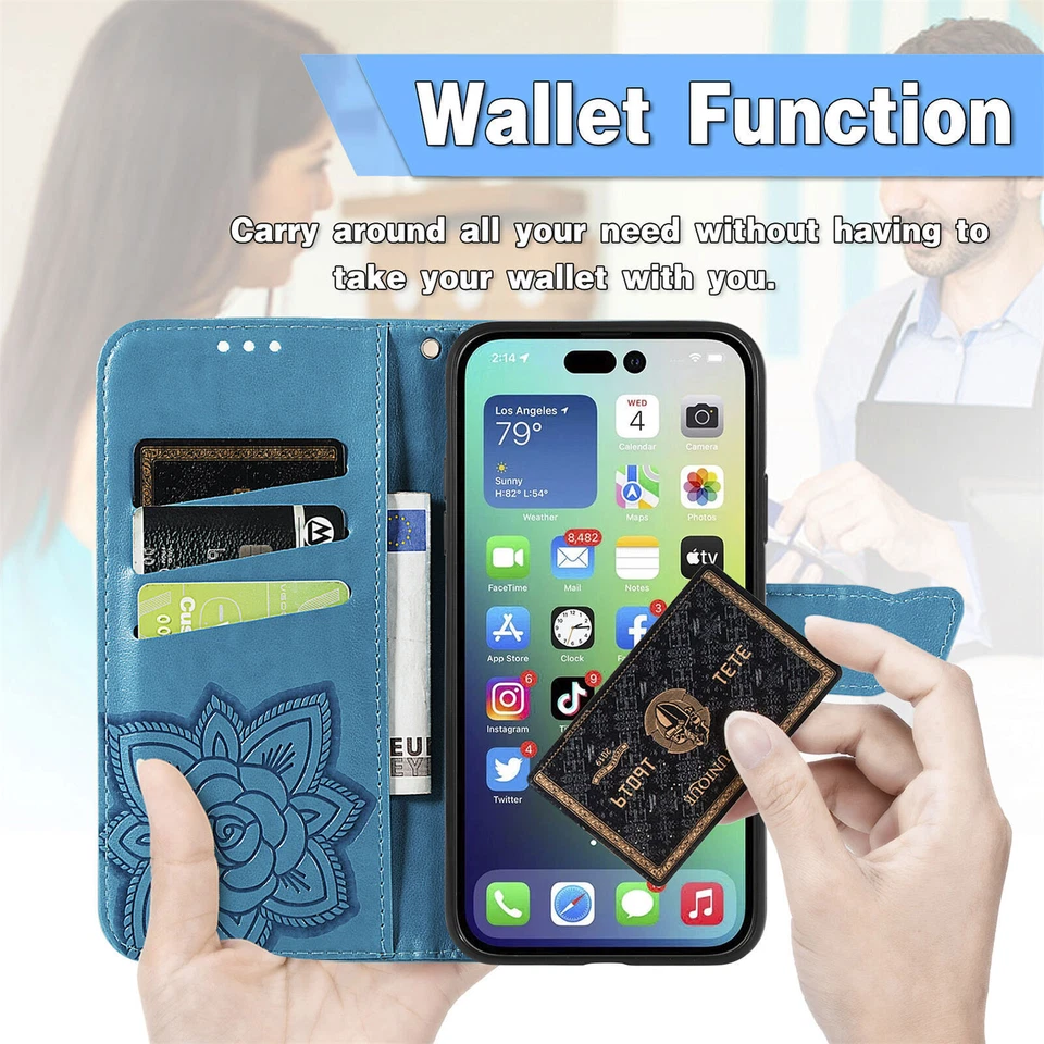 Flip Wallet Butterfly Phone Case For iPhone 14 13 12 11 Pro Max XS XR SE 2020 - Image 4 of 4