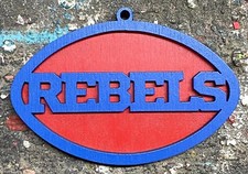Painted Wood Ornament - 4" Rebels - Blue over Red - 134-3853