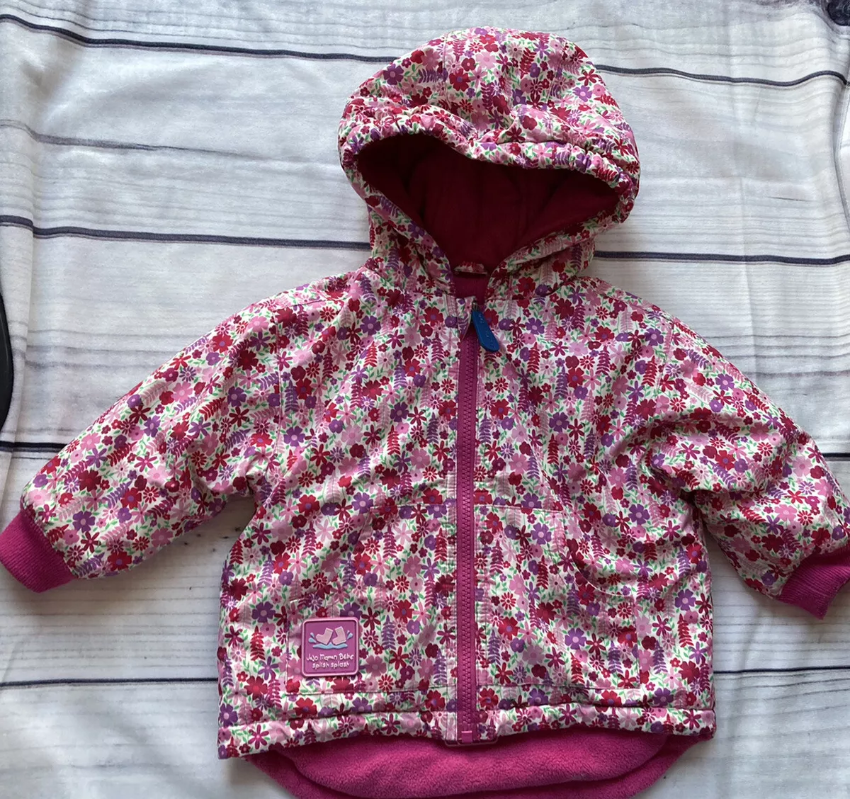 Jojo Maman Bebe Splish Splash Coat Raincoat Lined Reversible