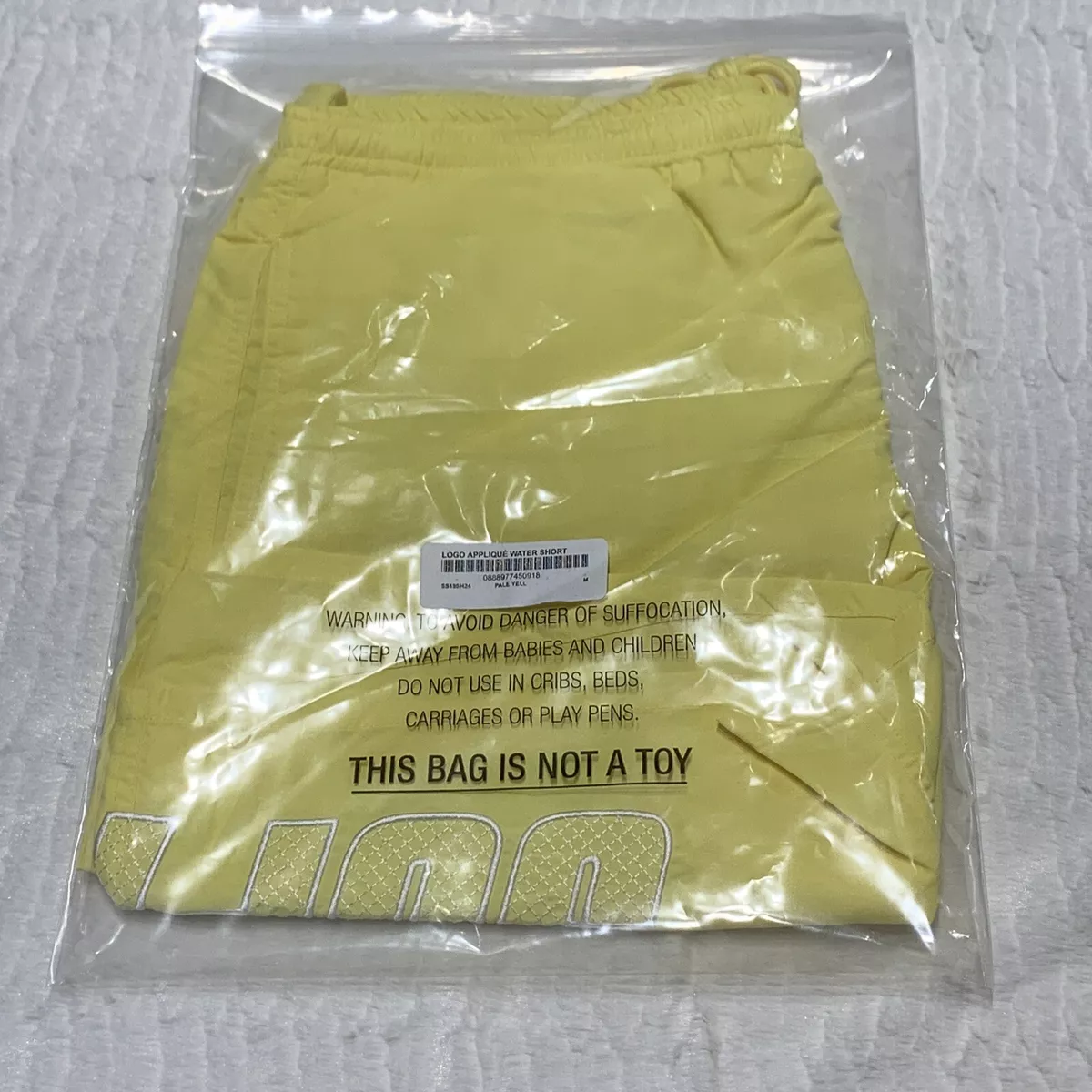 Supreme Logo Applique Water Short Size M Yellow AUTHENTIC swim