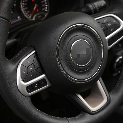 Steering Wheel Button Decor Trim Cover for Jeep Renegade 15-23 Silver Compasss - Picture 3 of 9