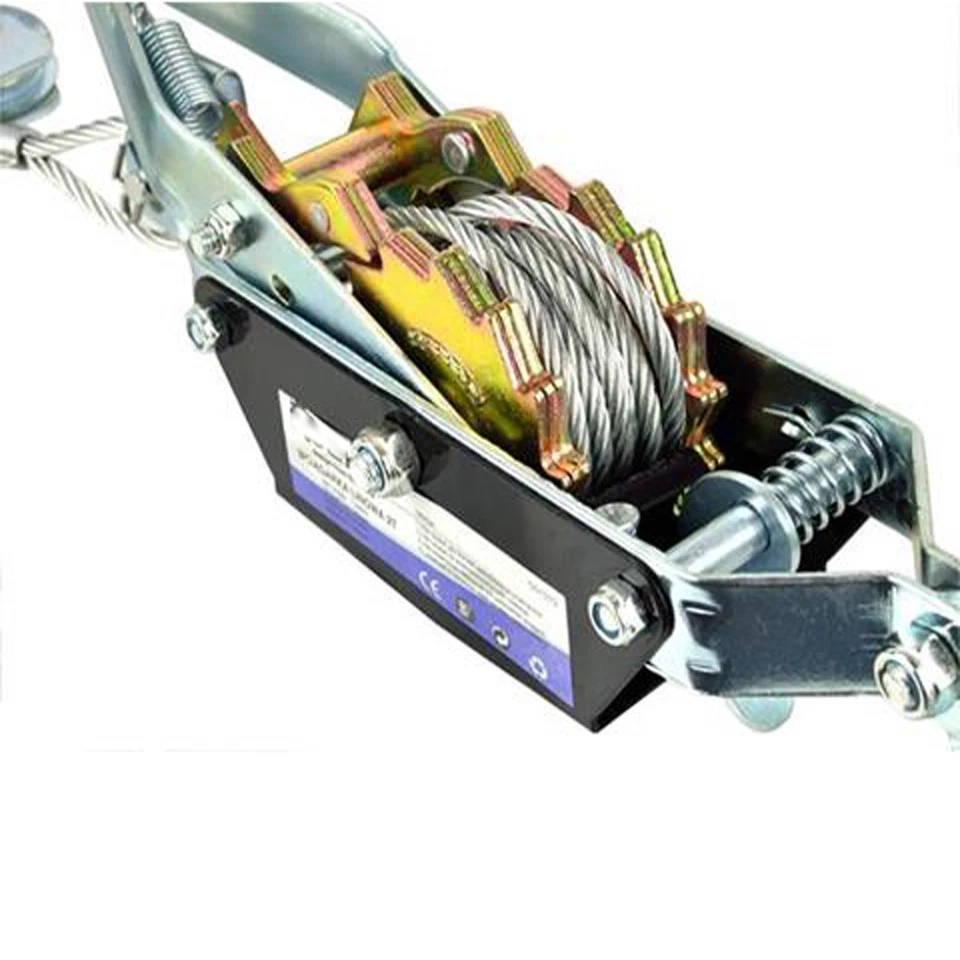 Paranco Verricello Argano Manuale Gancio Traino 2T 2000KG Fune Cavo Acciaio - Immagine 4 di 4