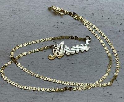 14K echt massiv Gelbgold personalisiert individuelle Namen Halskette
