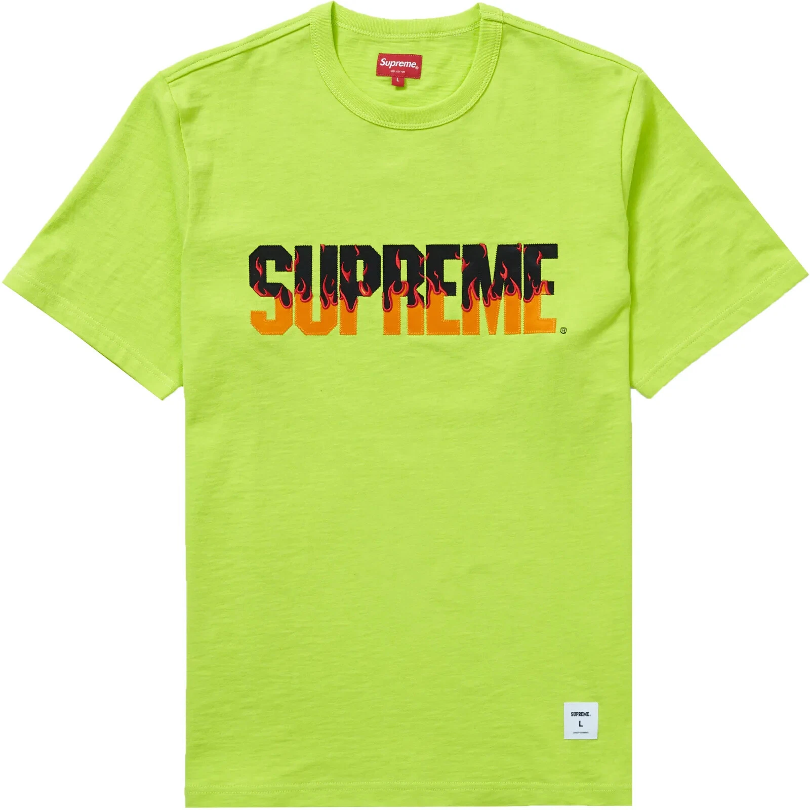 Tee shirt Supreme Flames S/S haut vert vif FW19 taille L NEUF RARE
