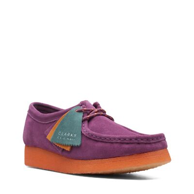 26168645] Womens CLARKS WALLABEE - PURPLE SDE COMBI | eBay