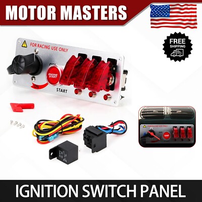 Racing Car Carbon Ignition Button Switch Panel Engine Start Push LED 12V Toggle