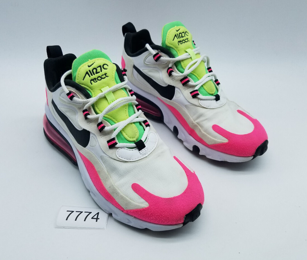 Nike Air Max 270 React Womens Size 7 Running Sneakers in Hyper Pink