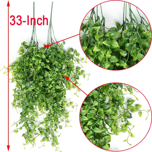 2Pcs Artificial Hanging Plants 32-In Fake Hanging Plant Fake Ivy Vine Outdoor UV - Picture 5 of 7