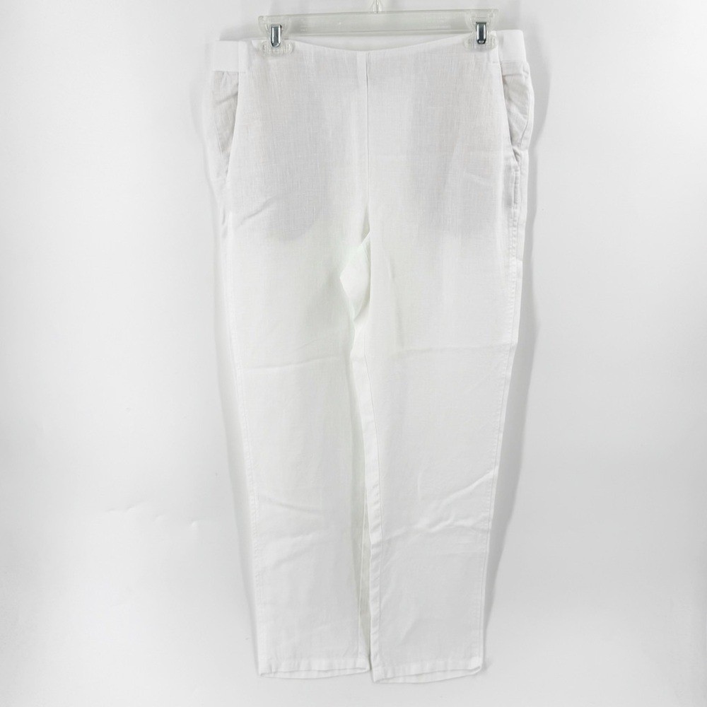 ✅  J. JILL LOVE LINEN WHITE 100% LINEN ANKLE PANTS SIZE SMALL