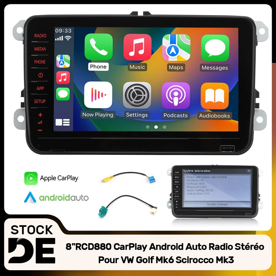Autoradio RCD880 PRO 8" Apple Carplay Android Auto For VW Golf Tiguan Scirocco - Photo 1/4