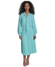 Calvin Klein Women's Long Sleeve Mint Green Pleated Maxi Dress Size 16