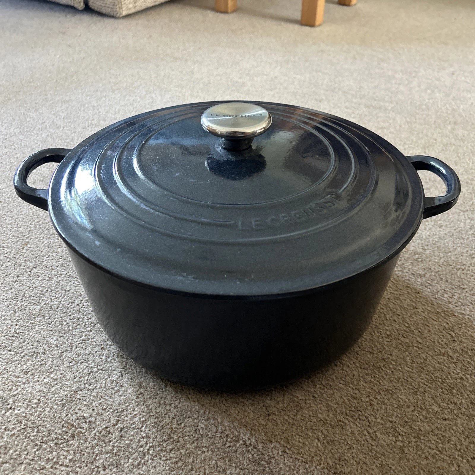 VERY RARE Le Creuset 28 SHIMMERY Midnight Blue Dutch Oven -85th Anniversary 6.7L