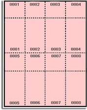 400  Pink Pre Numbered Raffle and Event Tickets - Laser and Inkjet Printable...