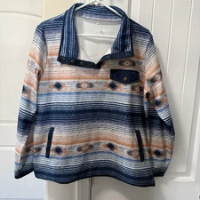 Cinch Polar Fleece Southwest Pullover Snap Mock Neck Pockets Womens XL Polyester