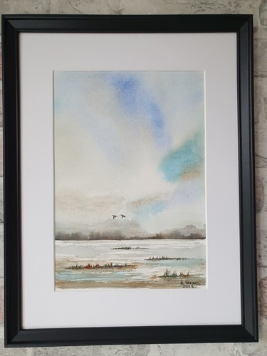 'Flying Home II' Original Framed Watercolour Painting Unique Gift - Picture 8 of 8