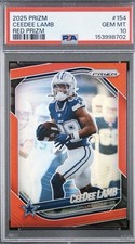 Panini Prizm 2025 CeeDee Lamb Red Prizm #154 Dallas Cowboys PSA 10