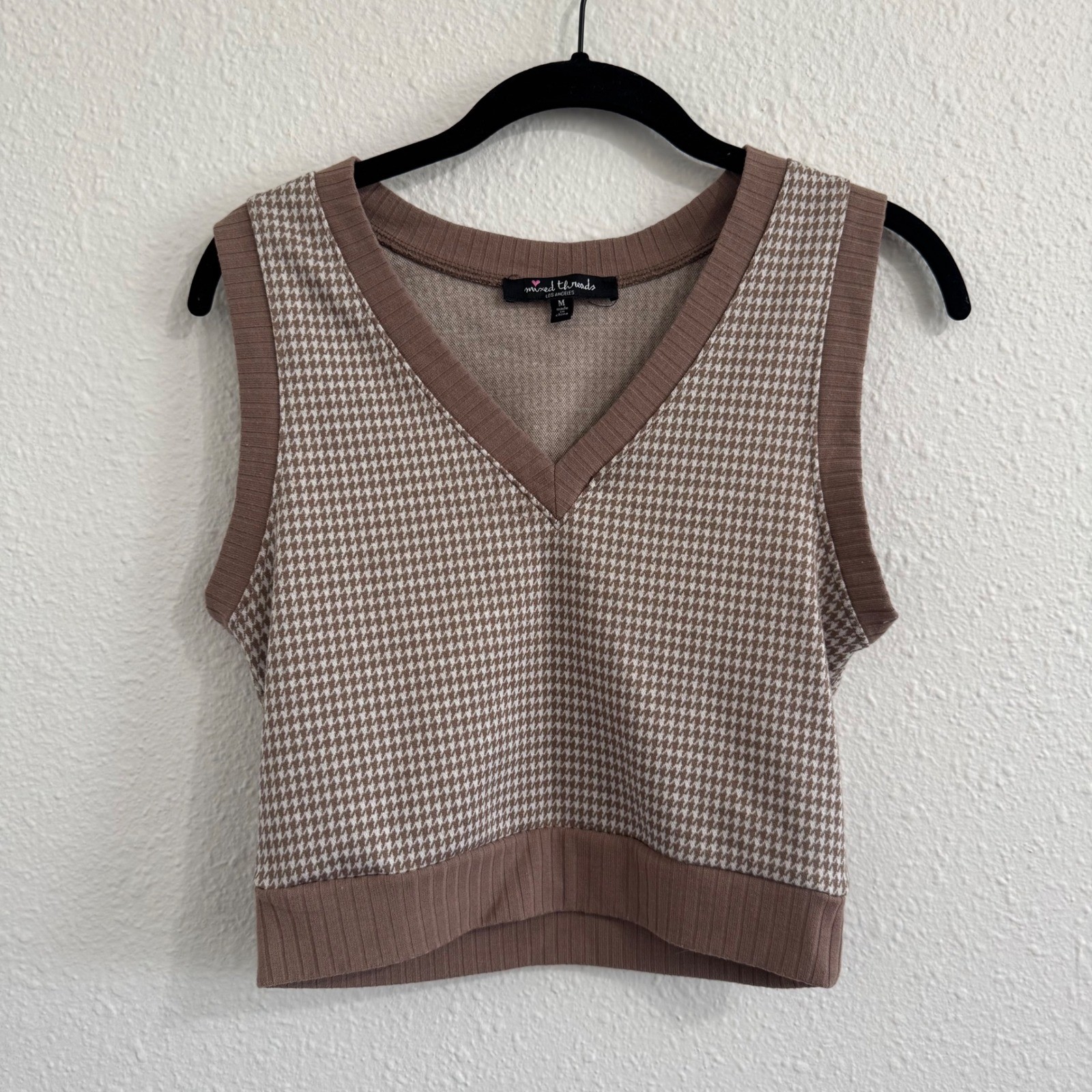 Mixed Threads LA Brown & White Sweater Vest | Women's Medium