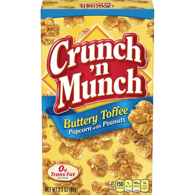 CRUNCH 'N MUNCH Buttery Toffee Popcorn with Peanuts, 3.5 oz. (Pack of 12)