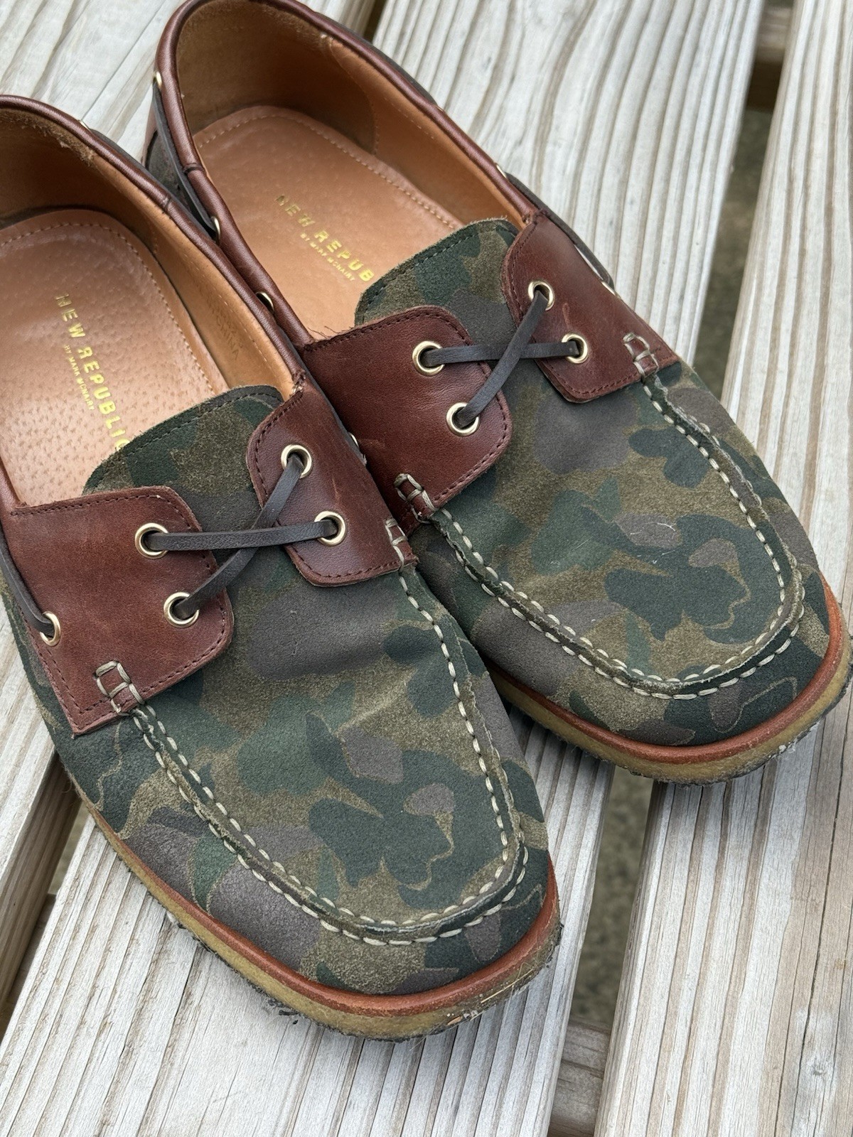 SAOLA Nuove scarpe da barca Republic Mark McNairy uomo 9 5 mimetiche pelle scamosciata mocassino suola gomma