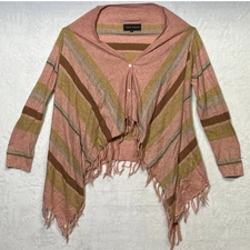 Young Threads Women’s Angora/Acrylic Two-Button Wrap Shawl With Tassel Fringe M